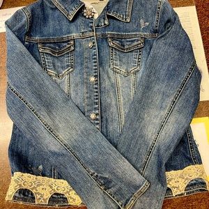 Cute lace denim jacket